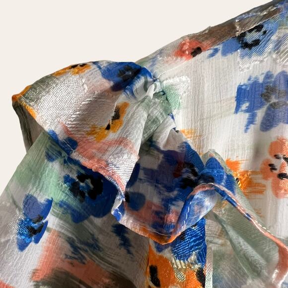 Tanya Taylor Bailey Floral Print Ruffled Wrap Mini Dress Size 2 - Picture 9 of 14